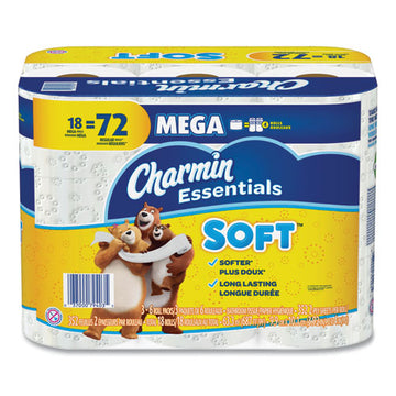Charmin® Essentials Soft Bathroom Tissue, Septic Safe, 2-ply, White, 4 X 3.92, 352 Sheets-roll, 18-pack freeshipping - TVN Wholesale